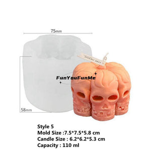 Halloween Silicone Mold Skeletons Zombies Pumpkin Mold for Handmade Candles Resin Making Ornaments DIY 7 Style