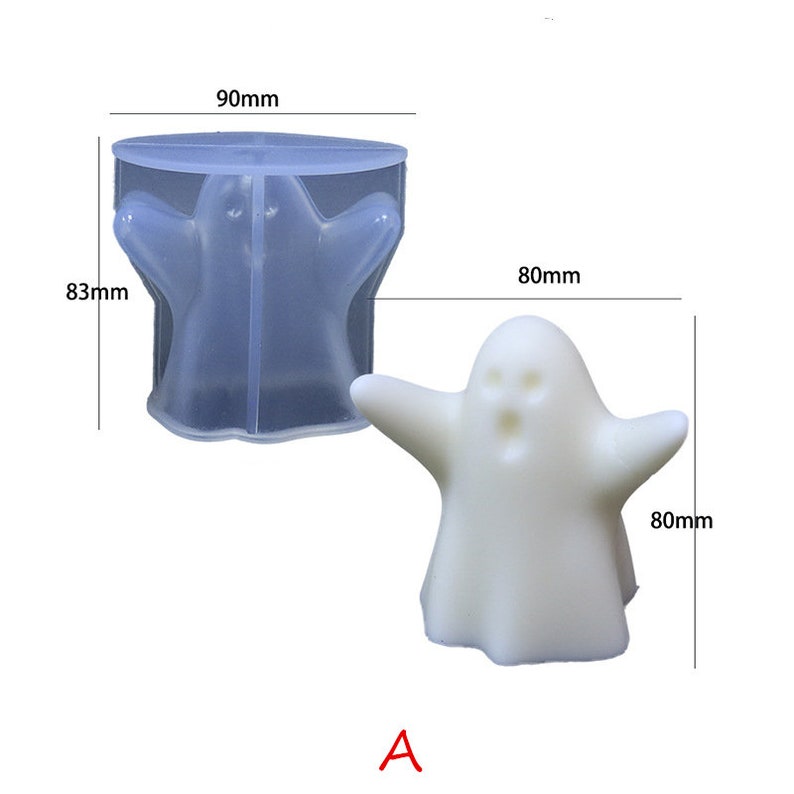 3D Cartoon Ghost Silicone Mold-Halloween Ghost Candle Mol
