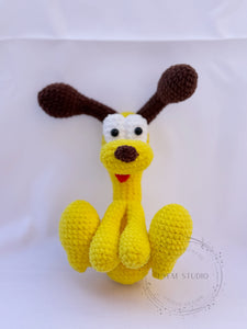 Odie Crochet Toy with Velvet Yarn/ Handmade Toy Keychain