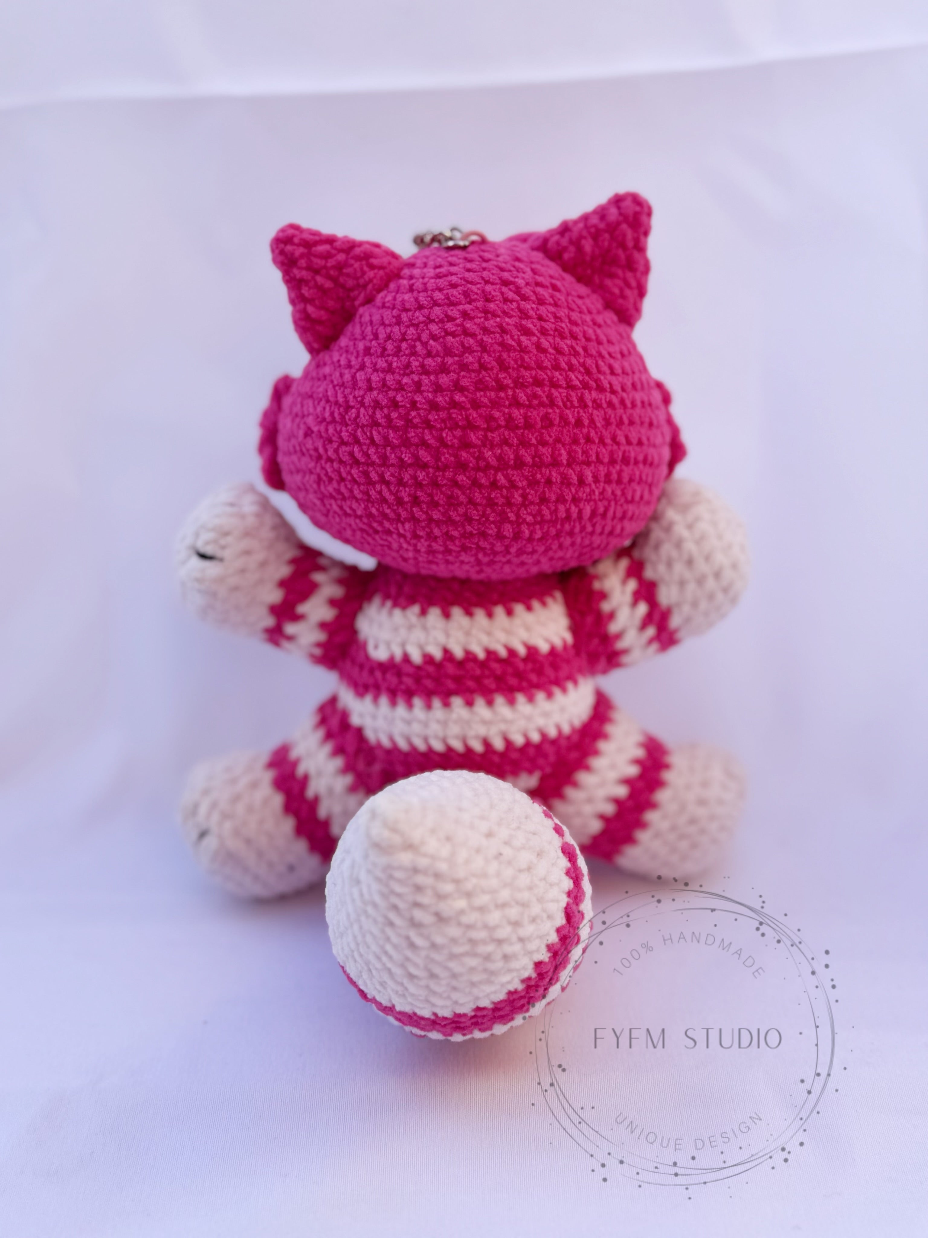 Big size Cheshire Cat Crochet Toy with Velvet Yarn/ Handmade Toy Keychain