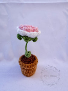 Flower Crochet  with Milk Yarn/ Handmade Flower Pot/sunflower/rose/daisy/tulip