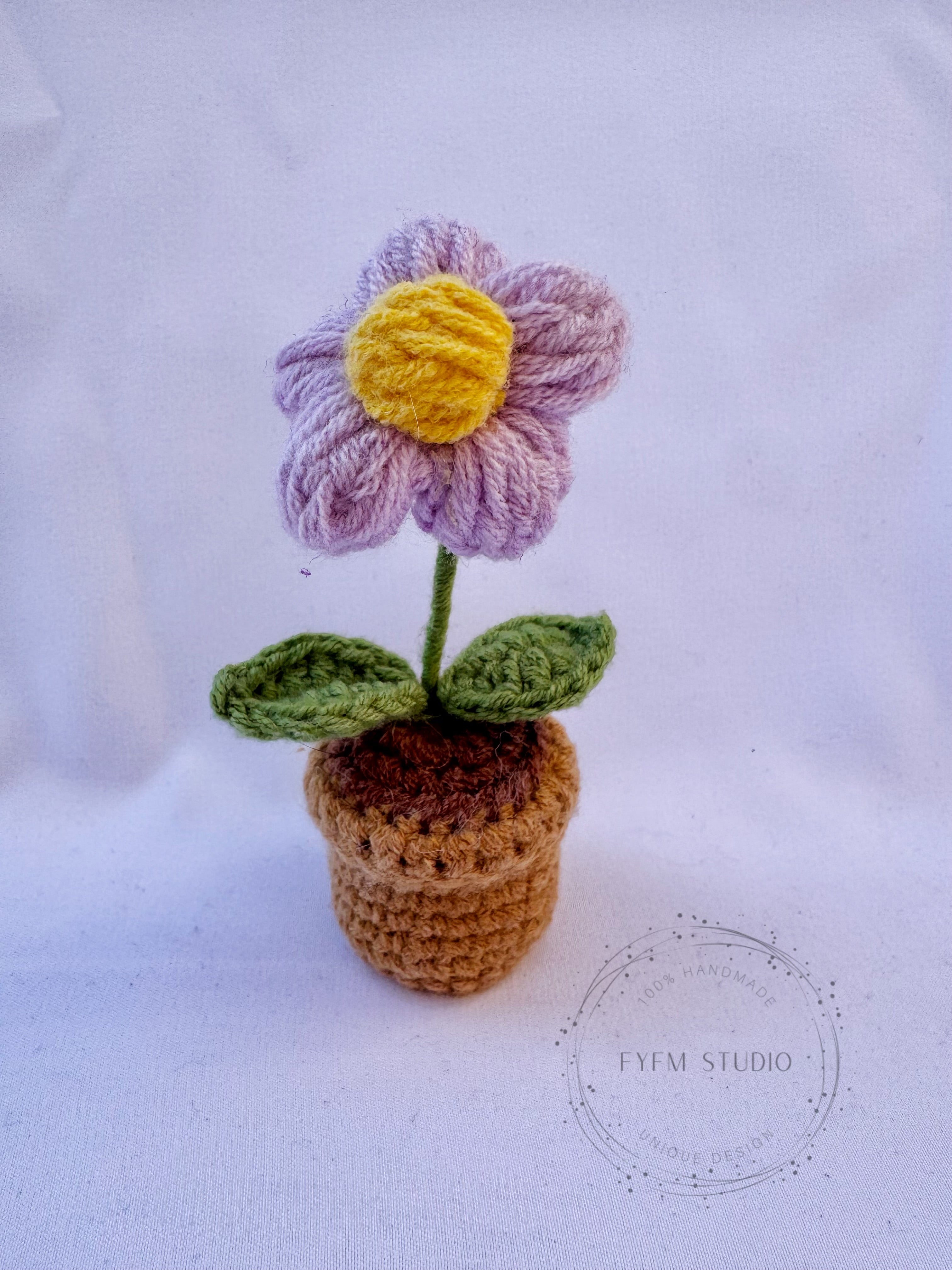 Flower Crochet  with Milk Yarn/ Handmade Flower Pot/sunflower/rose/daisy/tulip