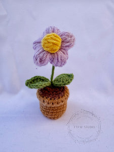 Flower Crochet  with Milk Yarn/ Handmade Flower Pot/sunflower/rose/daisy/tulip