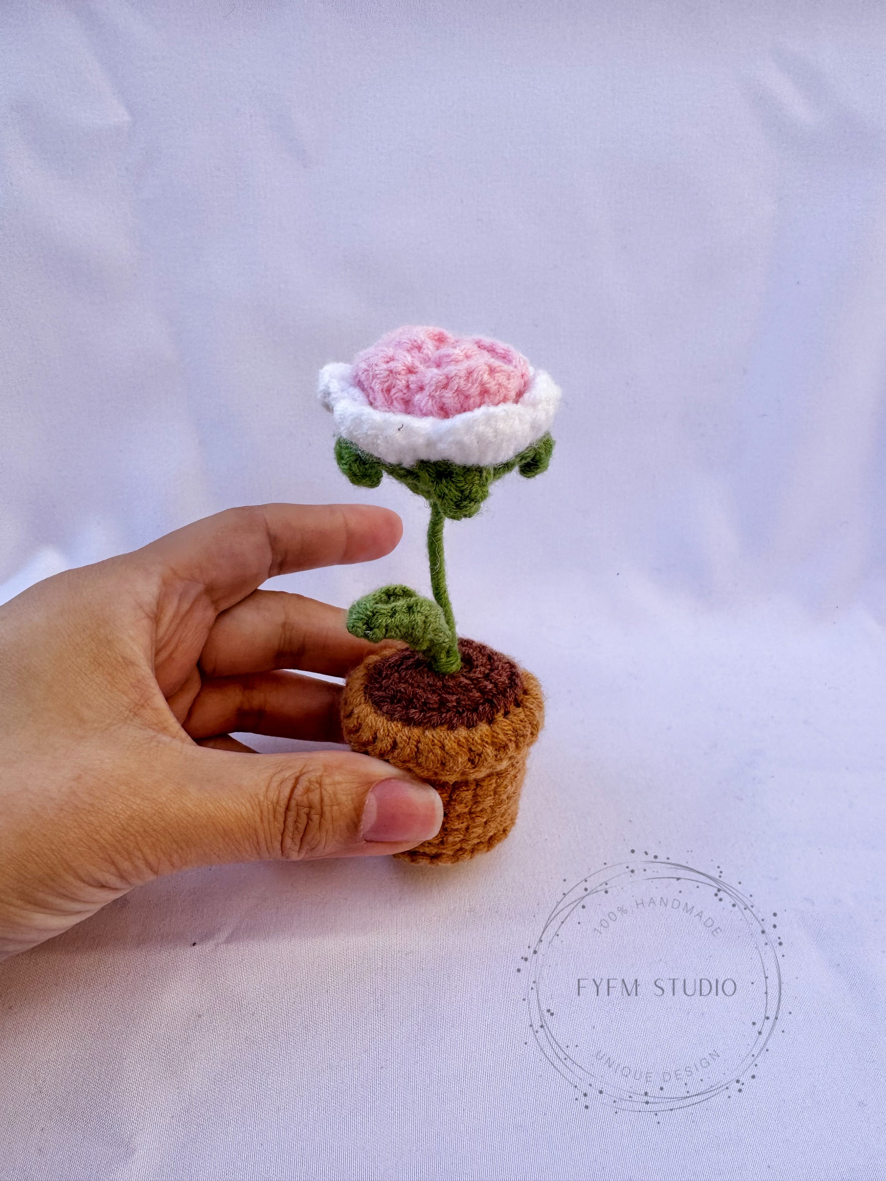 Flower Crochet  with Milk Yarn/ Handmade Flower Pot/sunflower/rose/daisy/tulip