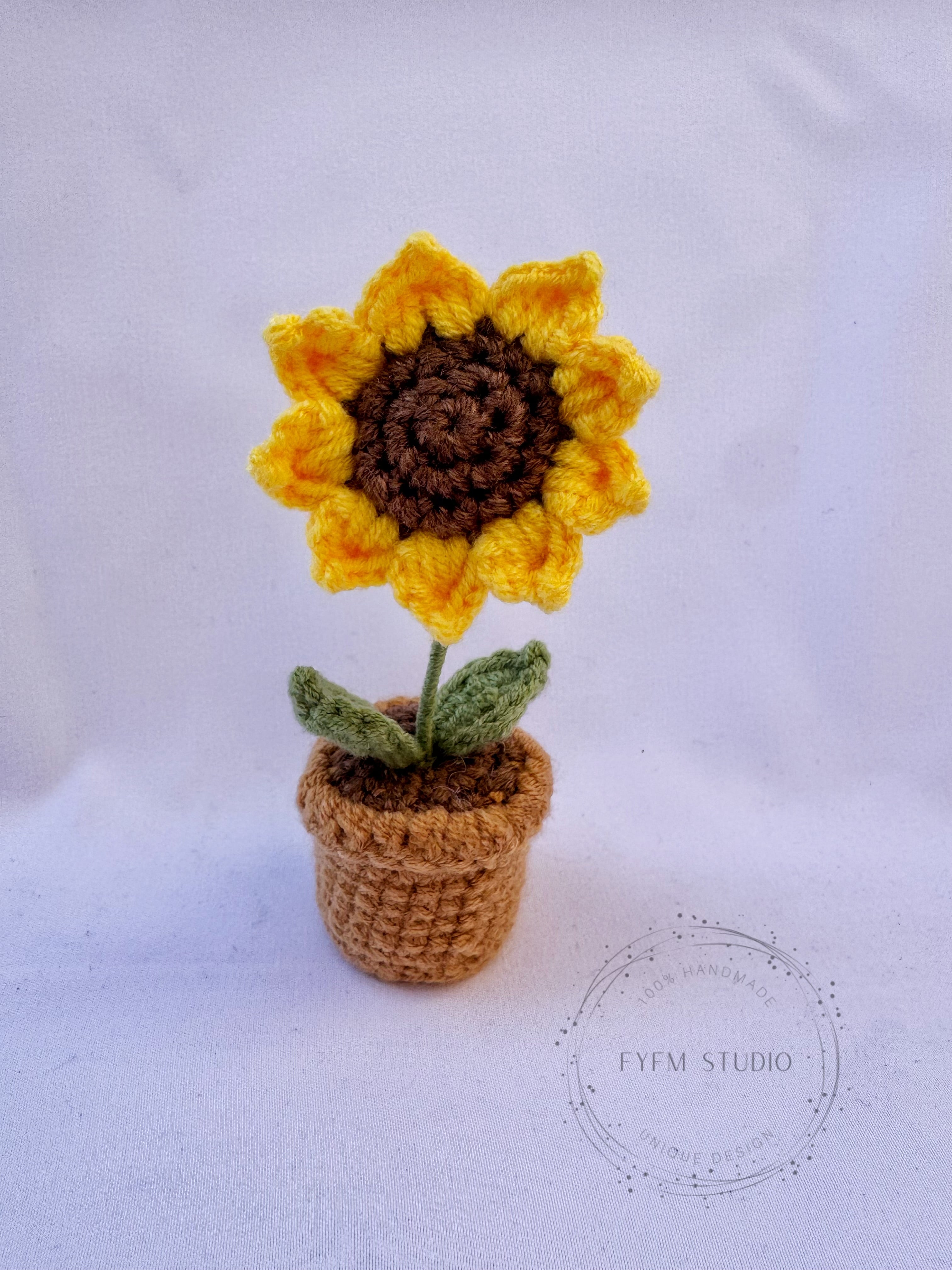Flower Crochet  with Milk Yarn/ Handmade Flower Pot/sunflower/rose/daisy/tulip