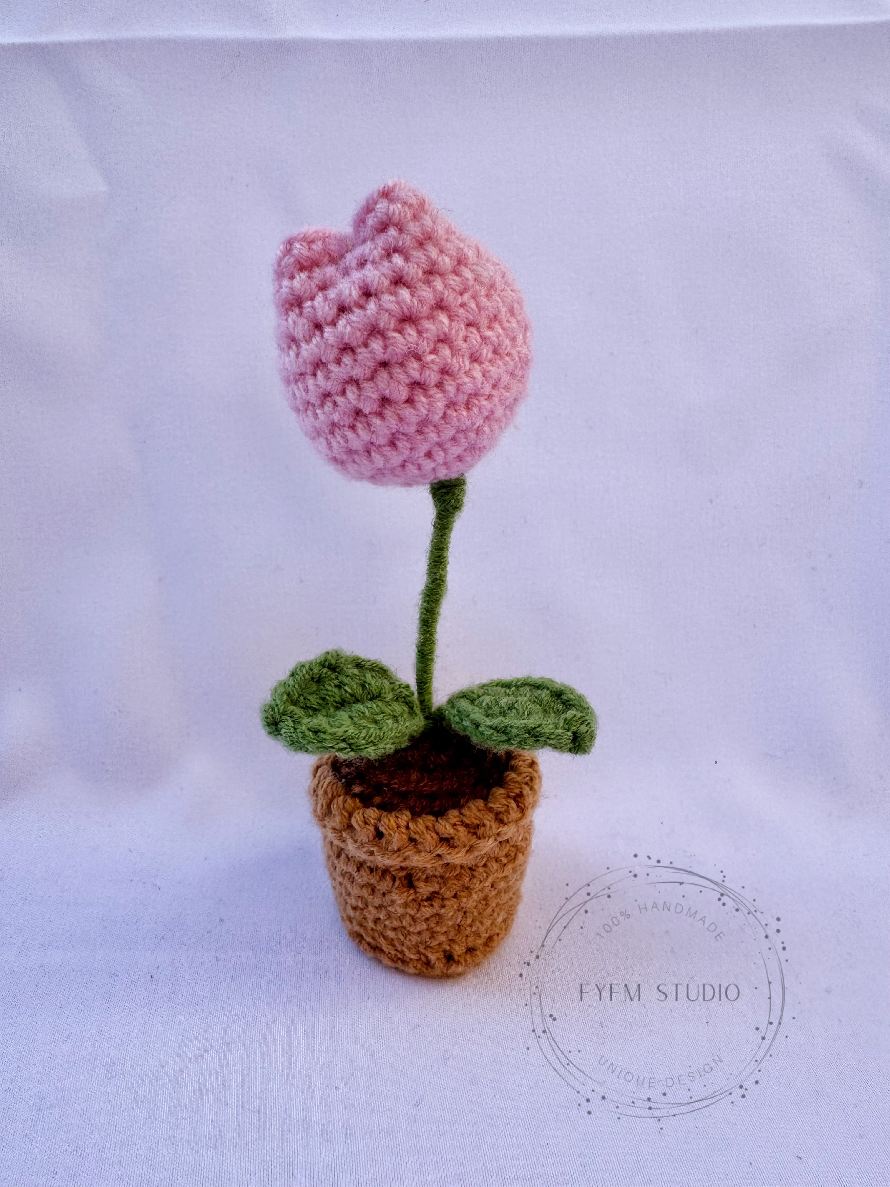 Flower Crochet  with Milk Yarn/ Handmade Flower Pot/sunflower/rose/daisy/tulip