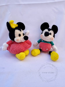 Micky & Minne Crochet Toy with Velvet Yarn/ Handmade Toy Keychain