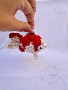 Red fish Crochet Toy with Milk Yarn/ Handmade Toy Keychain