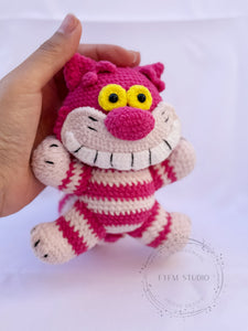 Big size Cheshire Cat Crochet Toy with Velvet Yarn/ Handmade Toy Keychain