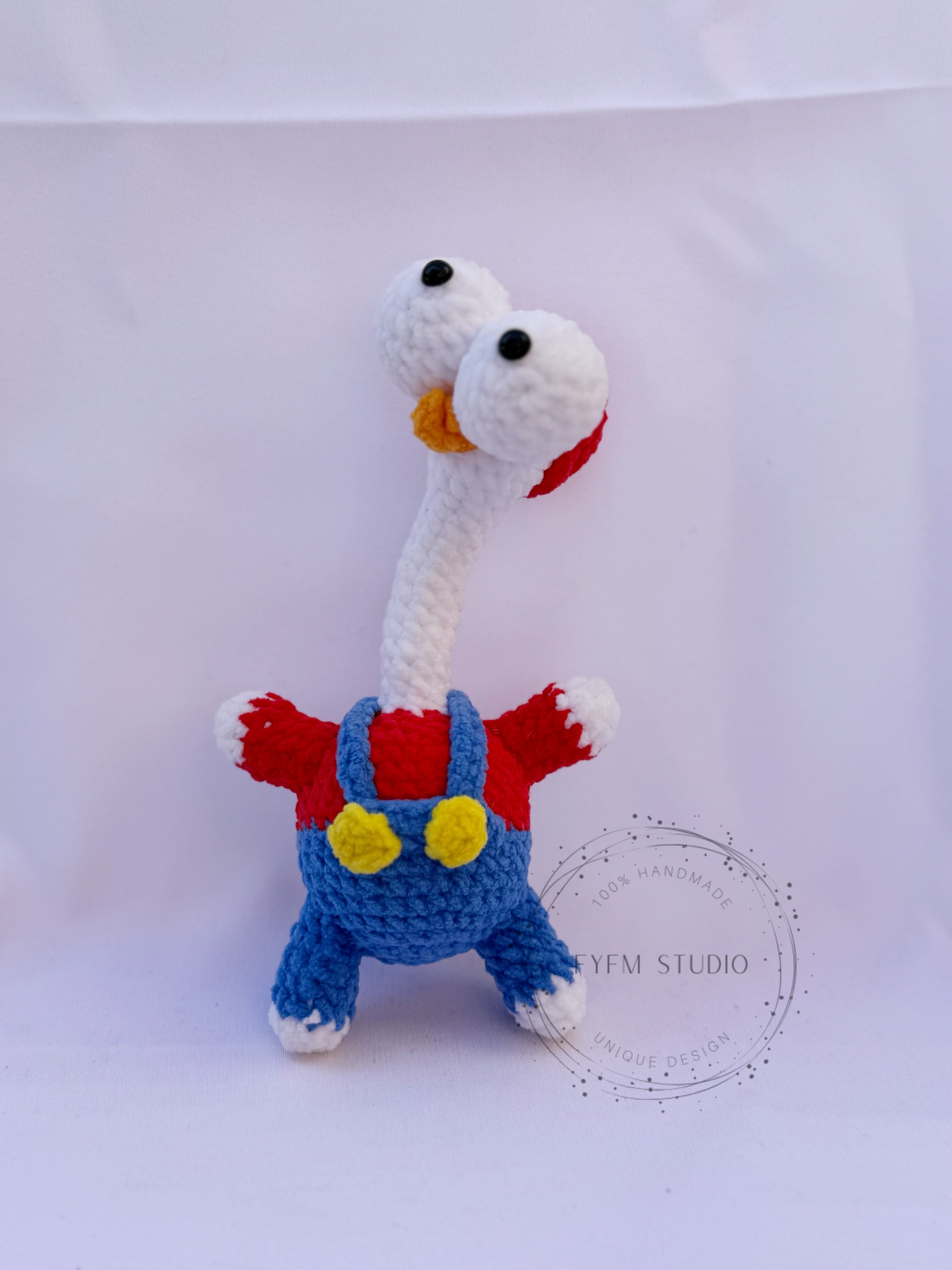 Chicken Mario Crochet Toy with Velvet Yarn/ Handmade Toy Keychain