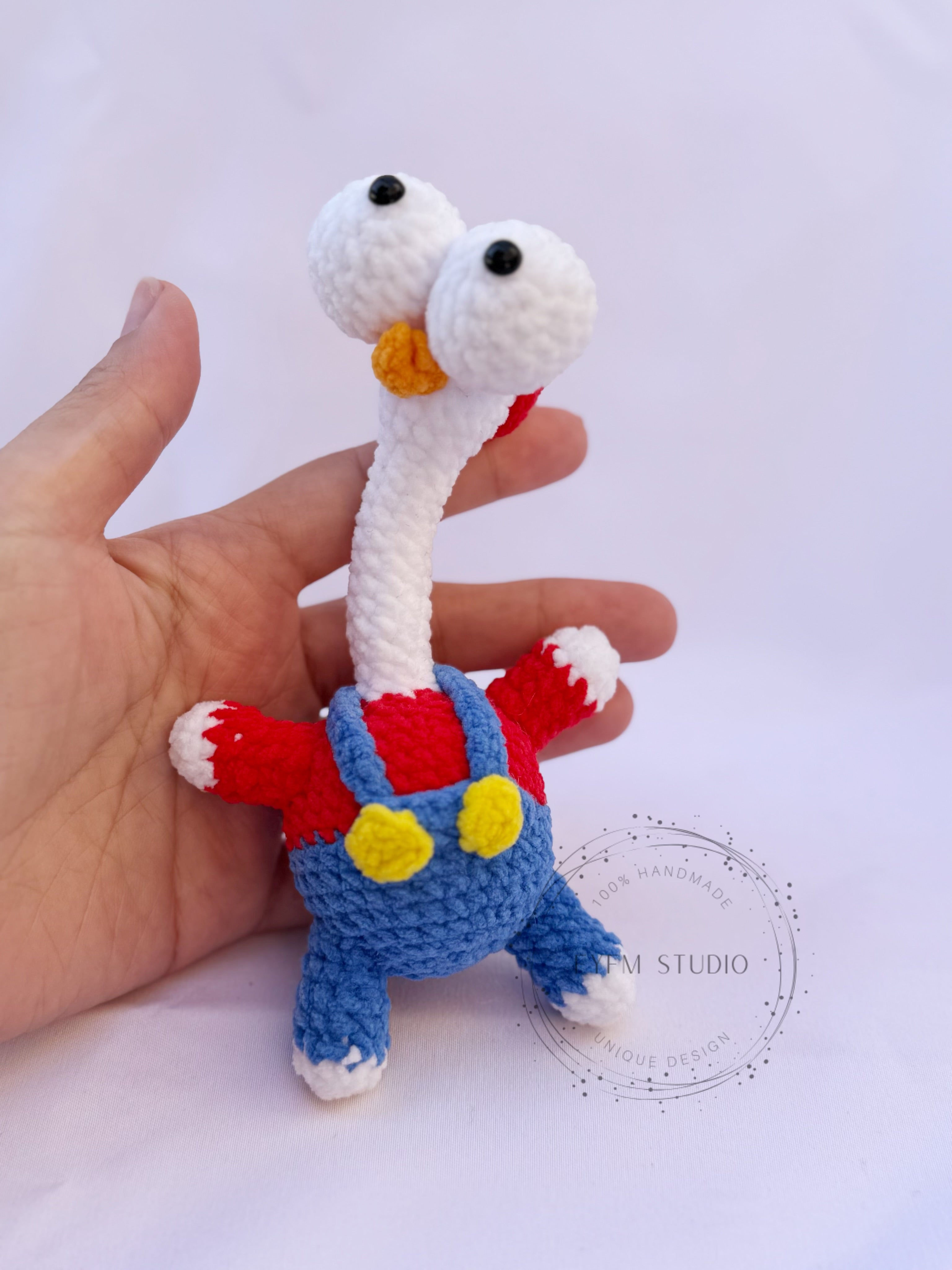 Chicken Mario Crochet Toy with Velvet Yarn/ Handmade Toy Keychain