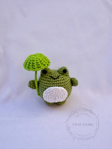 Frog with umbrella Crochet Toy with Milk Yarn/ Handmade Toy Keychain