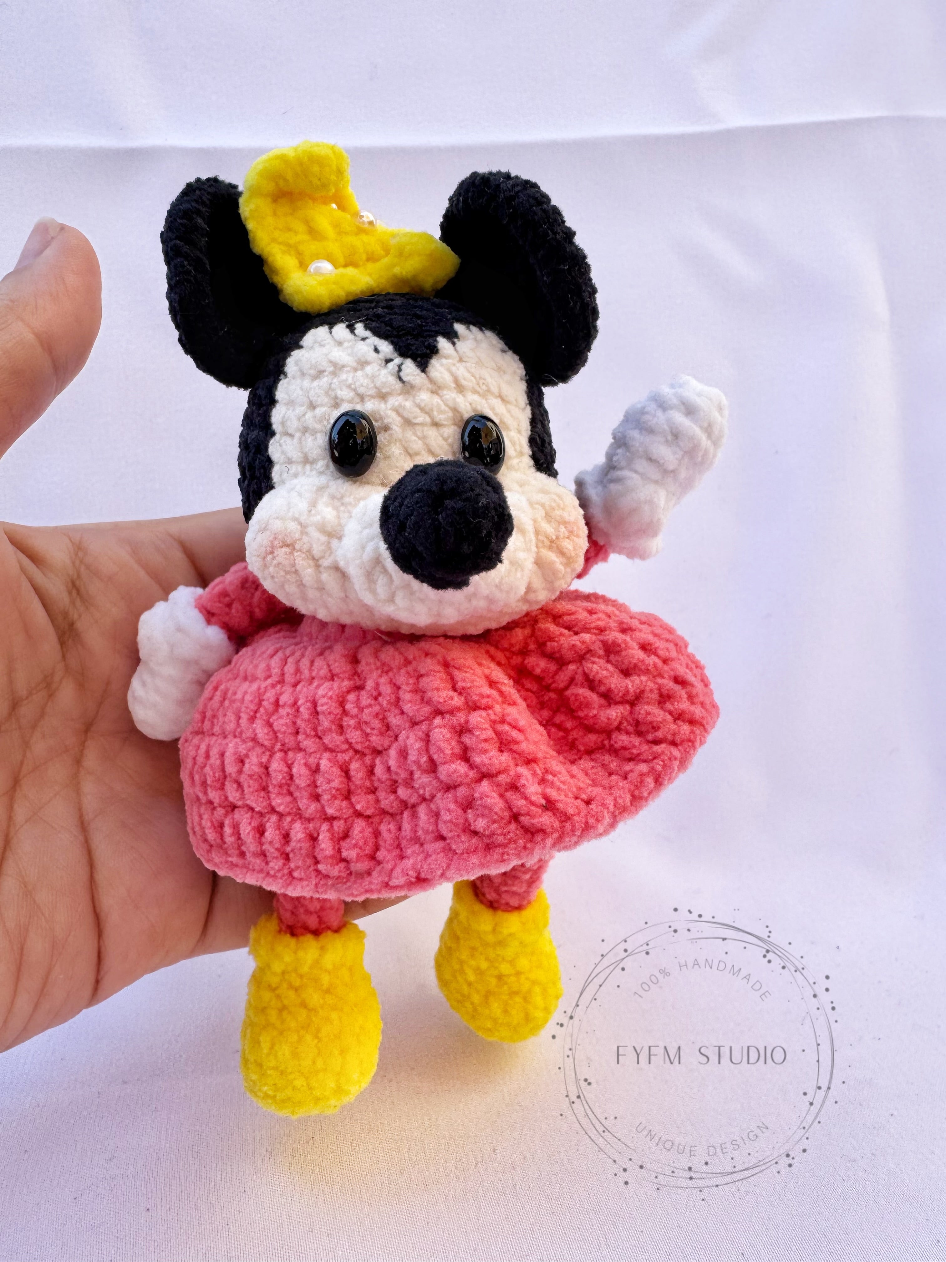 Micky & Minne Crochet Toy with Velvet Yarn/ Handmade Toy Keychain
