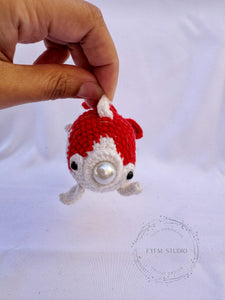 Red fish Crochet Toy with Milk Yarn/ Handmade Toy Keychain