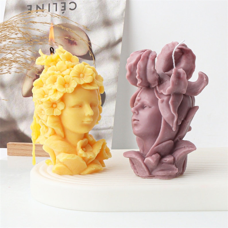 3D lily fairy candle mold, fairy mold, goddess statue mold, human statue candle silicone mold, handmade soap mold, plaster sculpture mold