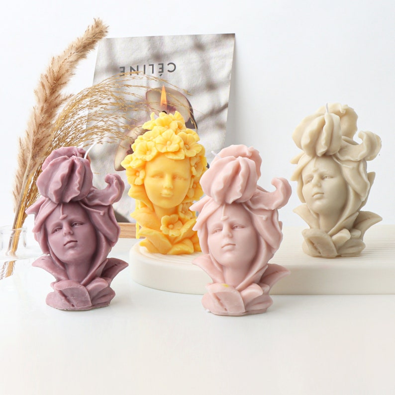 3D lily fairy candle mold, fairy mold, goddess statue mold, human statue candle silicone mold, handmade soap mold, plaster sculpture mold