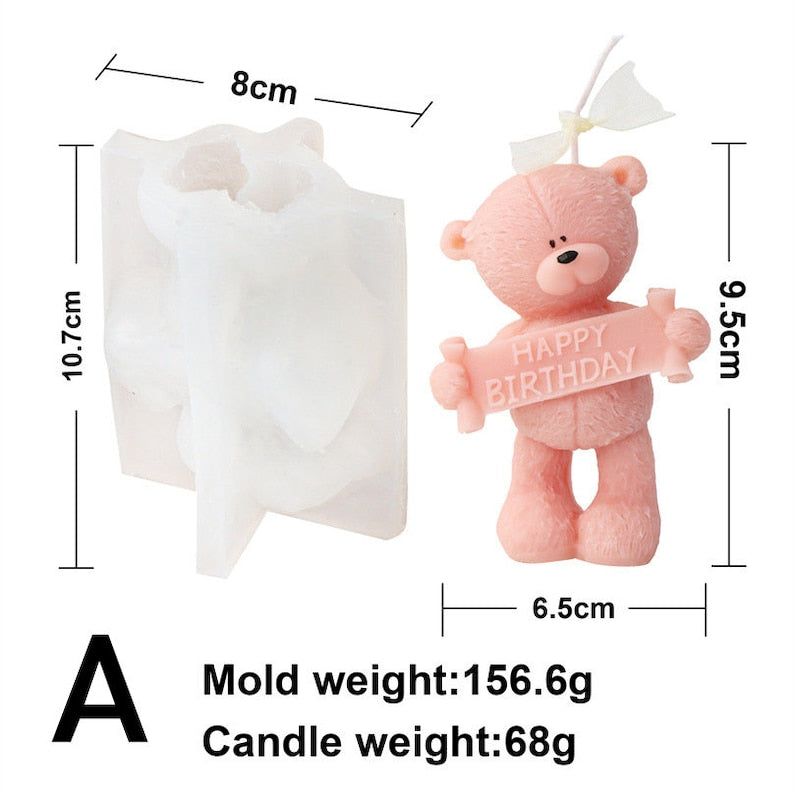 Slogan bear candle mold, LOVE candle mold, handmade soap mold, candle making mold, DIY candle aromatherapy, mother's day gift, home decor