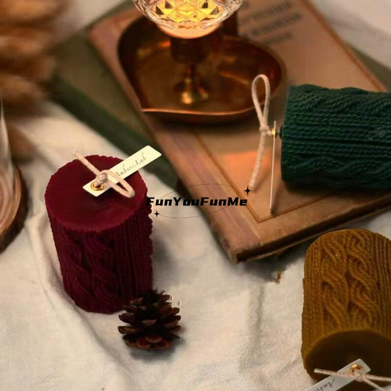 3D Knitting Wool Cylinder Candle Mold