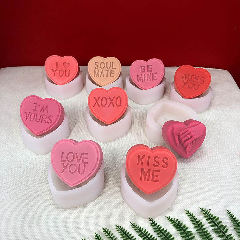 Heart Silicone Soap Mold Handmade Love Words Lotion Bar Making