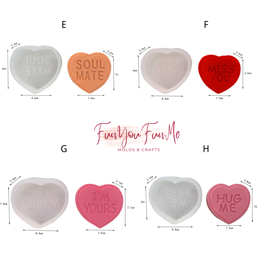 Heart Silicone Soap Mold Handmade Love Words Lotion Bar Making