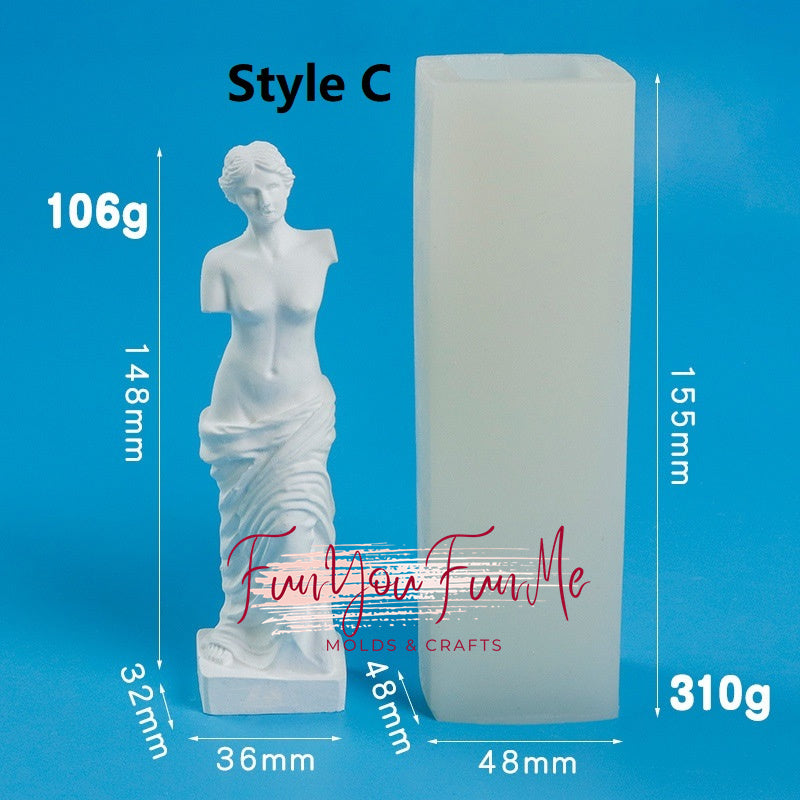 Muse body candle mold,Roman column scented candle silicone mold,DIY portrait Venus goddess human body plaster mold,resin epoxy mold,soap