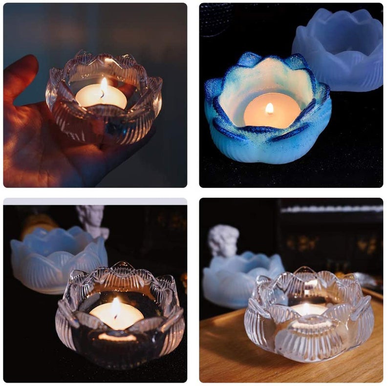 US Stock!Lotus Flower Resin Mold,candle holder Silicone Mold, Resin Jar,DIY 3D jewelry holder, Ashtray,Casting, Makeup holder,Home decore