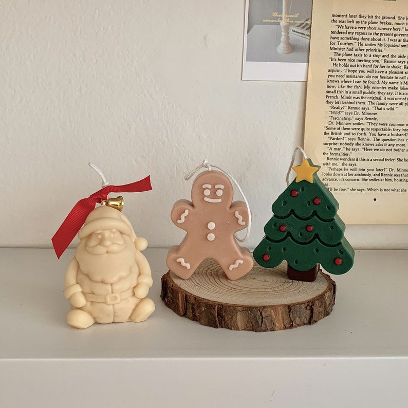 Cute Christmas tree mold, gingerbread man candle mold, Christmas mold, scented candle mold,Candle Mold,Soap Mold,Food grade silicone mould