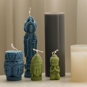 Silicone Buddha Statue Mold Handmade Scented Candles Ornaments Making Tool 4 Design