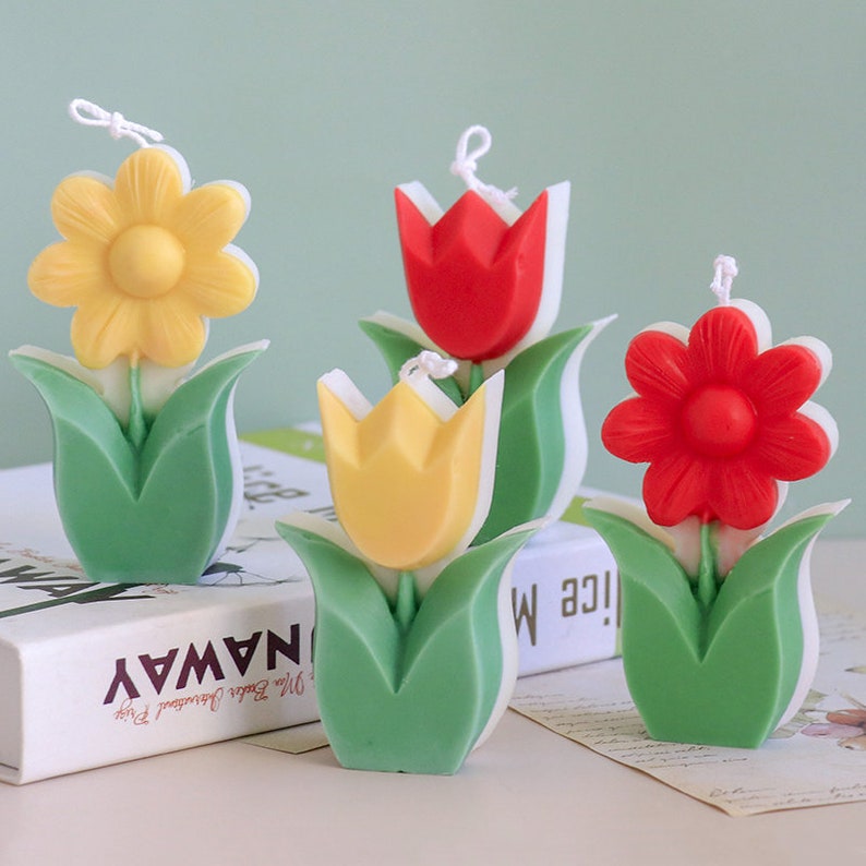 3D Flower Candle Silicone Mold-Simple Tulip Flower Candle Mold-Sunflo –  FunYouFunMe