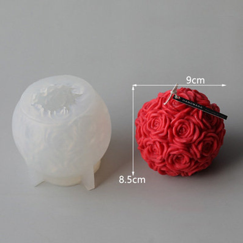 Large Rose Ball Candle Mold-Rose Flower Ball Candle Mold