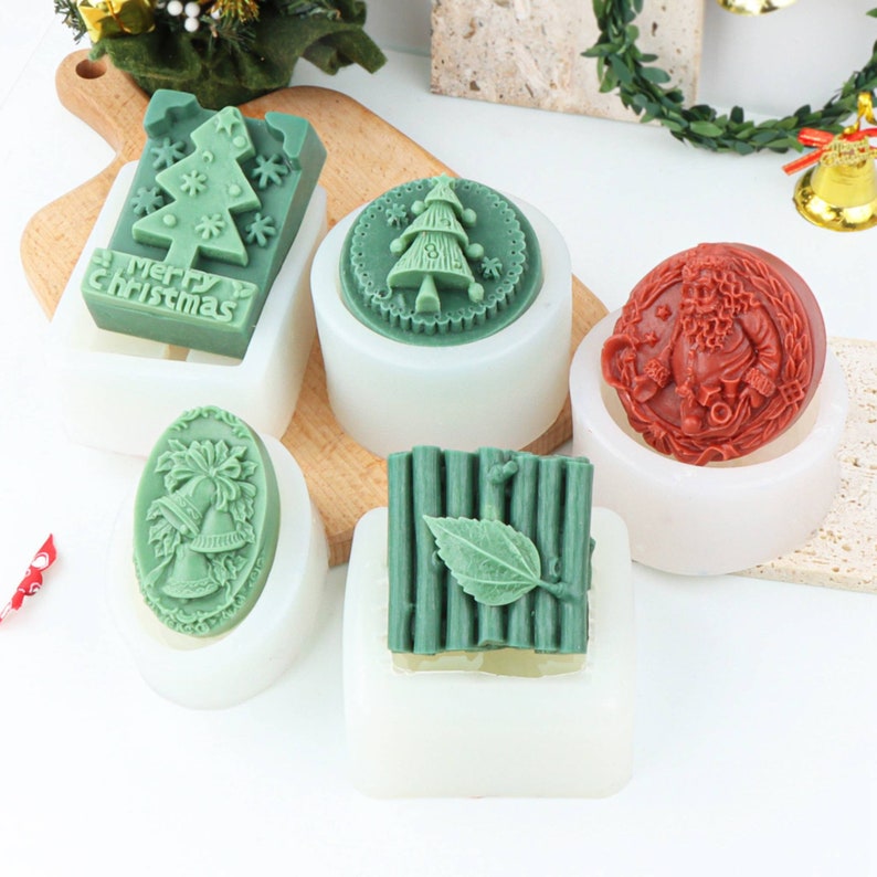 Silicone Soap Mold Handmade Lotion Bar Soap Making Tool 5 Styles Christmas Gifts