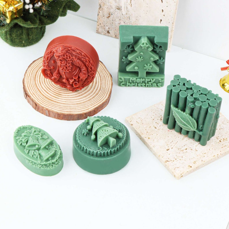 Silicone Soap Mold Handmade Lotion Bar Soap Making Tool 5 Styles Christmas Gifts