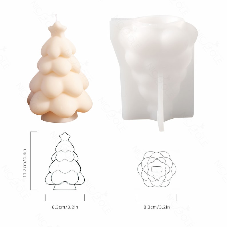 Christmas Tree Candle Silicone Mould Handmade Scented Candle Mold Pillar Candle Pine Candle Mold for Home Decor Crafts