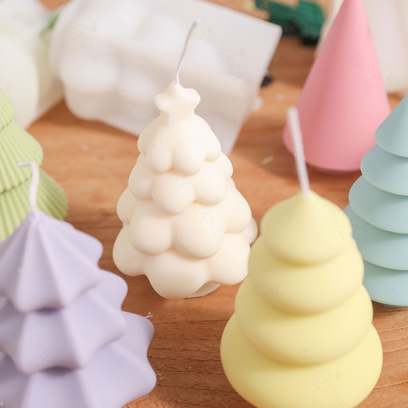 Christmas Tree Candle Silicone Mould Handmade Scented Candle Mold Pillar Candle Pine Candle Mold for Home Decor Crafts