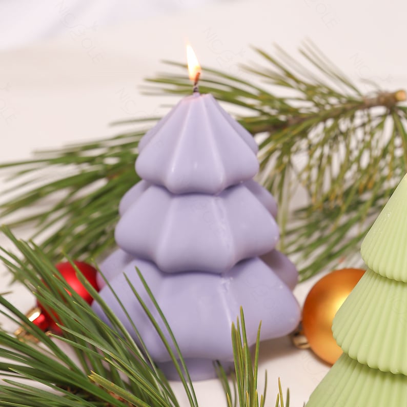 Christmas Tree Candle Silicone Mould Handmade Scented Candle Mold Pillar Candle Pine Candle Mold for Home Decor Crafts